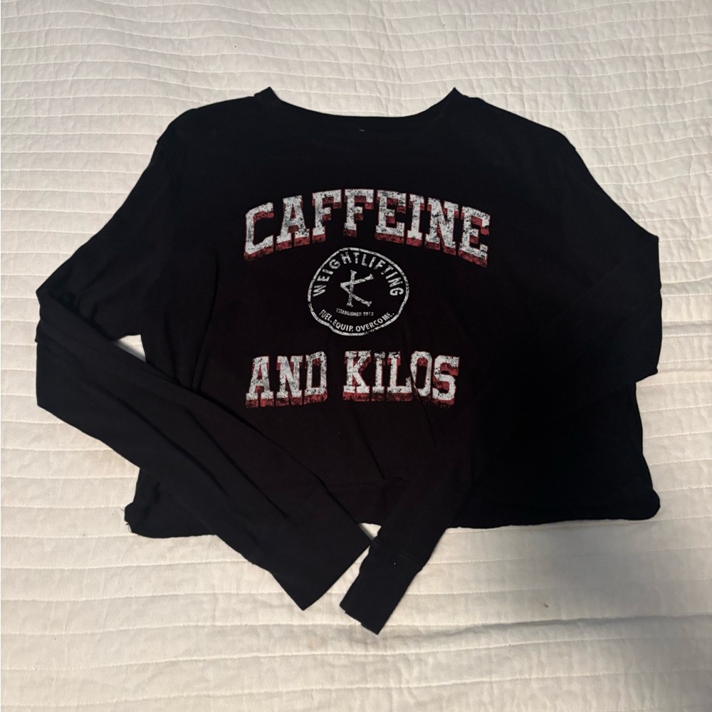 Caffeine and Kilos Long Sleeve Crop Shirt